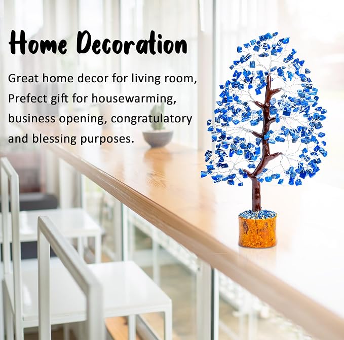 Crocon® Lapis Lazuli Crystal Tree of Life Birthday Gifts for Men, Dad, Friends Healing Crystals Spiritual Blue Shelf Crystal Decor Feng Shui Table Decor Gift for Men Housewarming Home Decor Gift