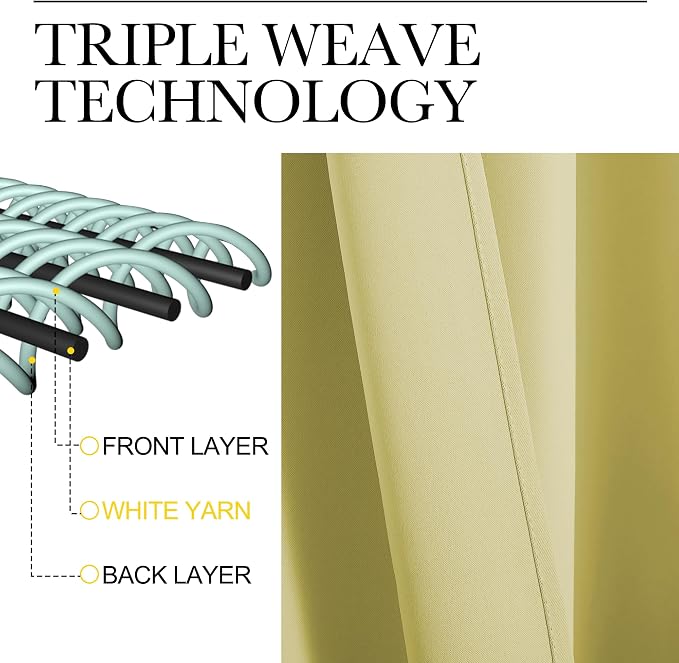 NICETOWN Blackout Curtains for Living Curtains, Paler Yellow, 2 Panels, 52 by 95, Room Darkening Window Curtain Panels, Easy-Care Solid Thermal Insulated Draperies/Drapes for Daughter Room