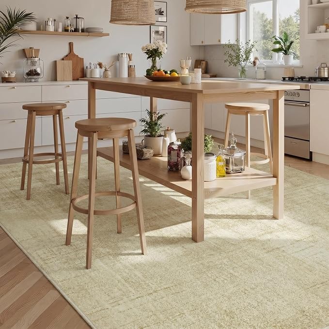 Joydeco 9x12 Area Rugs Classic for Living Room, Beige | Non Slip Machine Washable Low Pile for Bedroom Dining Room Home Office Pet & Child Friendly