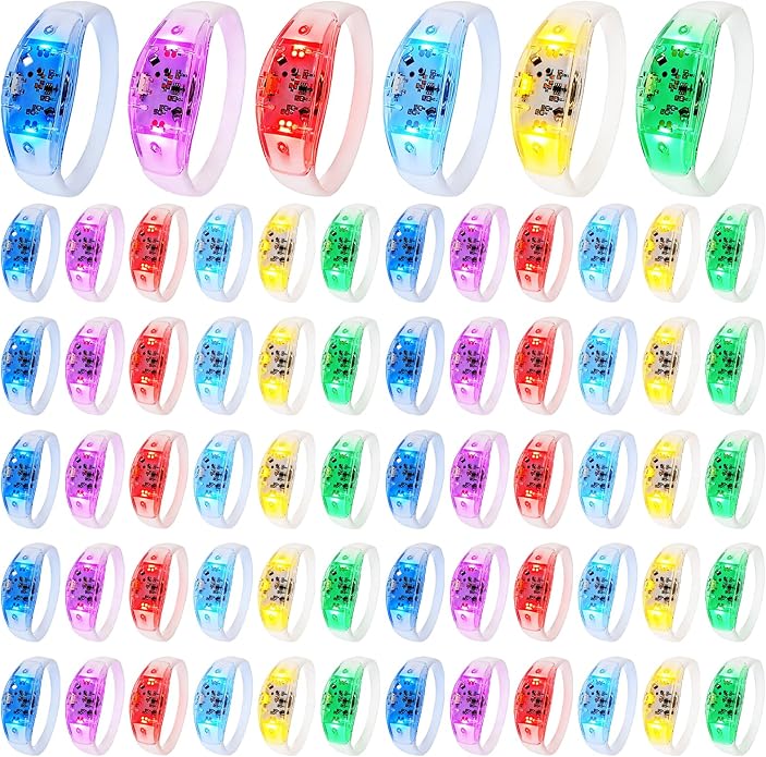 150 Pcs LED Glow Bracelets Sound Activated Light Up Bracelets for Adults Glow in the Dark Party Supplies Birthday Party Favors for Christmas, Halloween, Rave, New Year, Concert