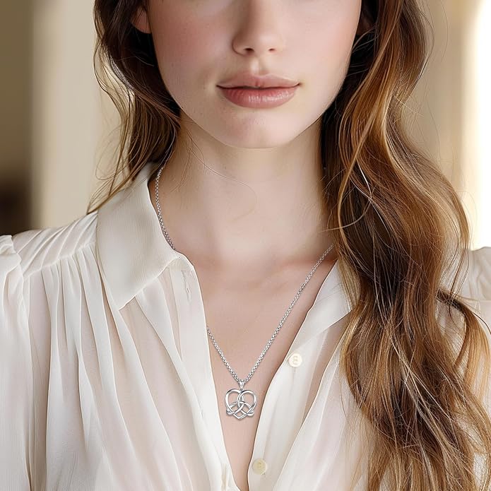Pentagram Necklace Sterling Silver Triple Moon Goddess/Celtic Knot Witches Knot/Ankh/Sun and Moon/Hecate/Lilith/Santa Muerte/Tetragrammaton Pendant Necklace Pagan Wiccan Magic Egyptian Amulet Jewelry for Women Men