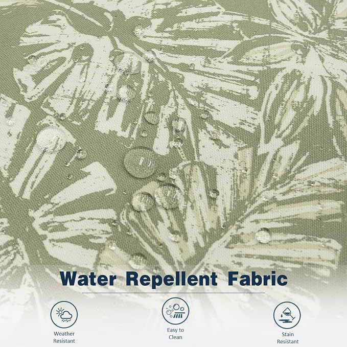 Outdoor Throw Pillow Covers Pack of 2, Decorative Water Repellent Square Pillow Cases with Piping 18x18 Inch, Tropical Leaf Green