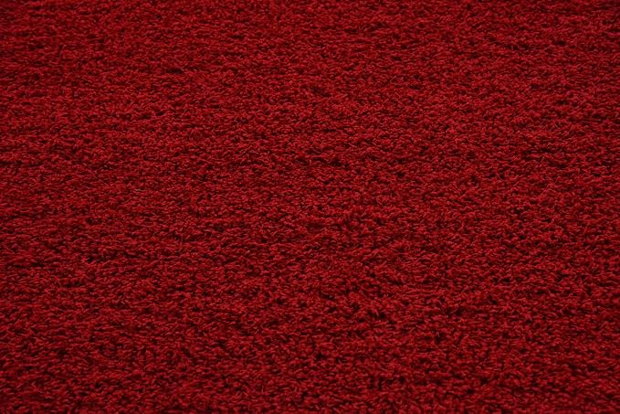 Unique Loom Solid Shag Collection Area Rug (8' Square, Cherry Red)