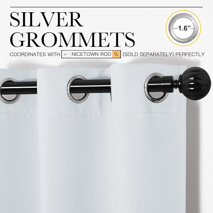 NICETOWN Room Darkening Curtains for Living Room - Easy Care Solid Thermal Insulated Grommet Room Darkening Curtains/Panels/Drapes for Bedroom (2 Panels, 55 by 78, Greyish White)