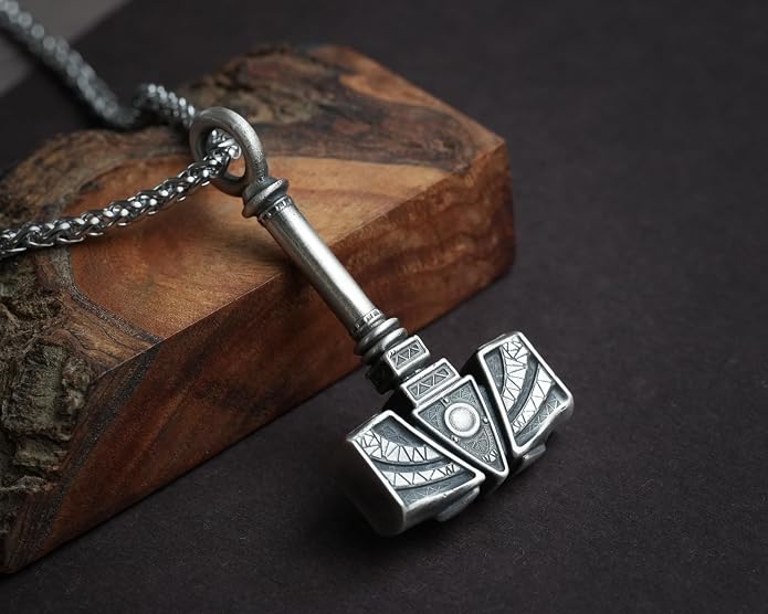 Baldur Jewelry - Thors Hammer Necklace Pendant Mjölnir - Viking Norse Thor Hammer Pendant Viking Jewelry - Thor Necklace - Thor Gifts for Men - Viking Necklace for Men