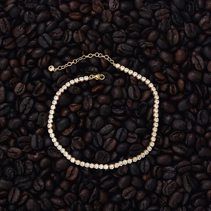 LOYATA Dainty Ankle Bracelet,14K Gold Plated Tiny Bead Anklet Dainty White Cubic Zirconia Cross Tassel Foot Chain Cute Lucky Moon Evil Eye Foot Jewelry Boho Anklets for Women