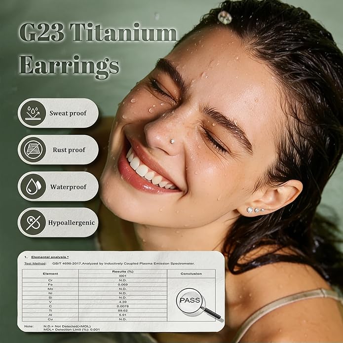 GEMQUEEN 4 Pairs 16G/18G/20G G23 Titanium Implant Grade Nose Studs Threadless Flat Back Earrings Hypoallergenic Flatback 5A CZ Cartilage Helix Tragus Conch Tiny Lip Piercing Jewelry for Women Men