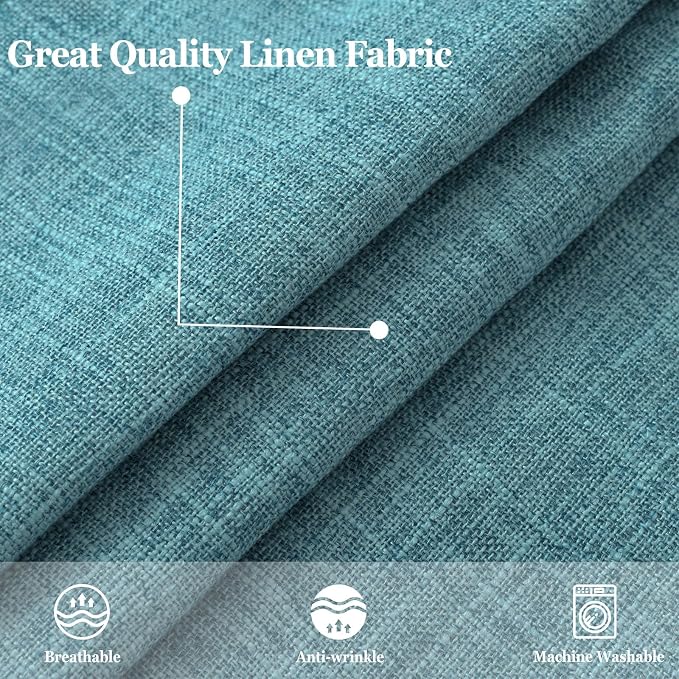 decorUhome Teal Faux Linen Outdoor Throw Pillow Covers 20x20 Set of 2 | Fall Decorative Textured Neutral Modern Farmhouse Pillow Covers with Stitched Edge for Couch Sofa Bed Living Room