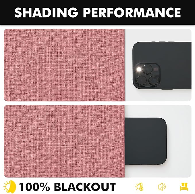 MIULEE 100% Blackout Linen Curtains 42 x 72 Inch Dusty Rose Pink 2 Panels | Thermal Insulated, Room Darkening Drapes for Bedroom Living Room, Back Tab Rod Pocket Pinch Pleated, Solid Luxury Decor