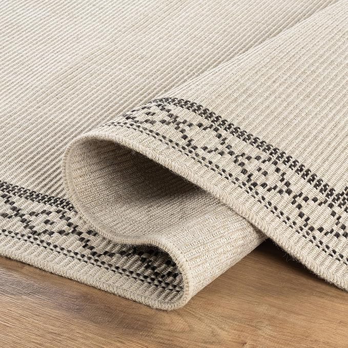 Luul Home Easy Jute Rugs 4x6 Frame Bone Color Living Room Indoor Outdoor Area Rug for Patio and Kitchen Rug High Traffic Washable Easy to Clean Solid Boho Woven Design Carpet (4 x 6)