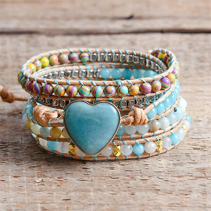 YGLINE Natural Stone Bracelet 3 Wraps Bracelet Handmade Boho Bracelet for Women Bracelet