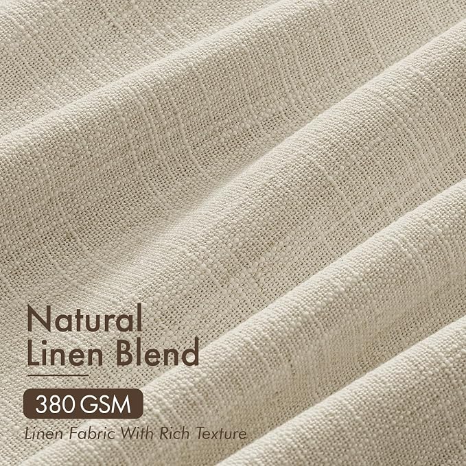 MIULEE 4 Panels Set Pinch Pleated Linen Curtains 108 Inches Length for Living Room Bedroom, Extra Long Pinch Pleat Drapes Back Tab Light Filtering Beige Foor to Ceiling Curtains with Hooks&Rings