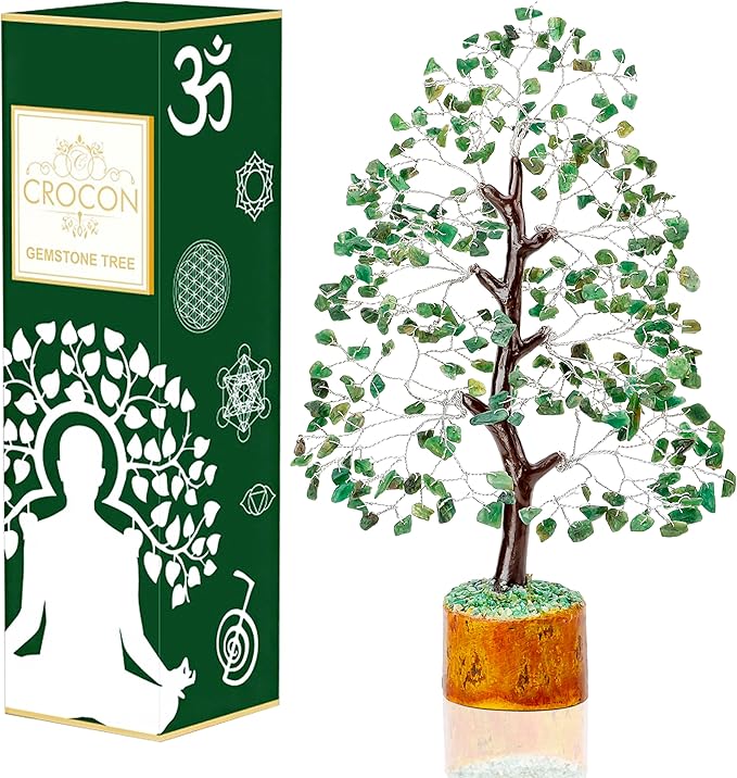 Crocon® Green Aventurine Crystal Tree Of Life, Birthday Gifts For Women & Men, House Decor Healing Crystals Present, Spiritual Gift Room Decor, House Warming Gift New Home, Self Care Mom Birthday Gift