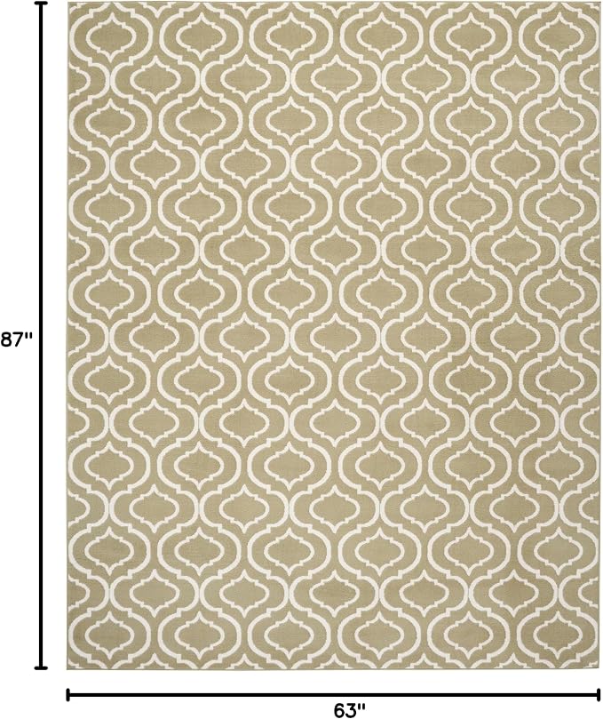 Nourison Home Jubilant Olive 5'3" x 7'3" Area Rug - Easy Clean, Non Shedding, Bed Room, Living Room, Dining Room, Kitchen (5' x 7')