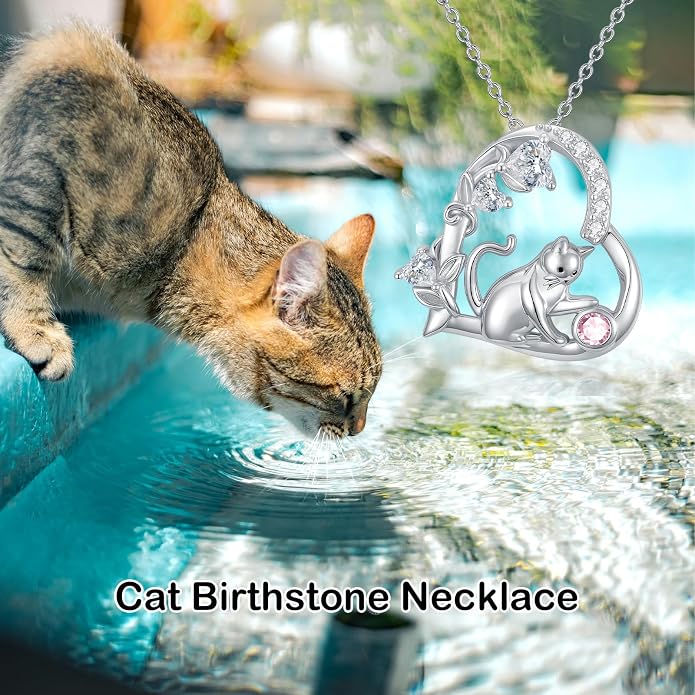 PELOVNY Teddy Bear Necklace for Women 925 Sterling Silver Bear/Highland Cow/Fox/Cat/Axolotl Birthstone Necklace Christmas Birthday Jewelry Gifts for Mom Daughter Wife Sister