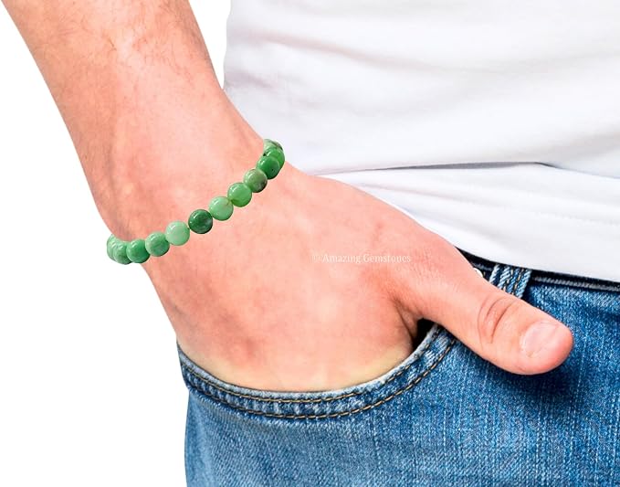 Amazing Gemstone Chrysoprase Premium Bracelet, Gifts for Men & Women - Protection Healing Crystal Bracelet - 8mm Gemstone Beaded Adjustable Bracelet, Pulseras para Hombres Mujer Stocking Stuffers