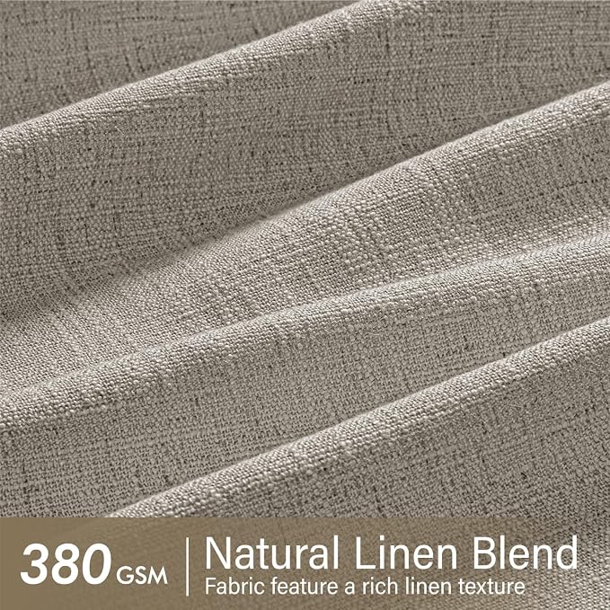 MIULEE Pinch Pleated Thick Linen Curtains 90 Inches Long 2 Panels for Living Room Bedroom, Linen Textured Memory Trained Pleat Drapes Back Tab Light Filtering Taupe Window Curtains with Hooks