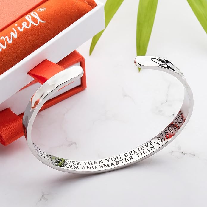 Carviell Bracelet - Gifts for Women – Inspirational, Friendship, Love, Mom, Daughter, Sister, Christian, Graduation, Memorial & Wedding Gifts – 100+ Phrases – Stainless Steel, Gift-Ready