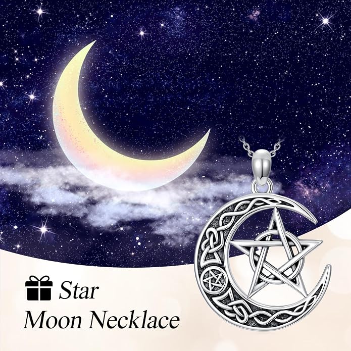 Cross/Pentagram/Tree of Life/Celtic Trinity/Anchor/Thor's Hammer/Sun/Eye of Horus Necklace Moon Pendant Mothers Day Gifts for Women