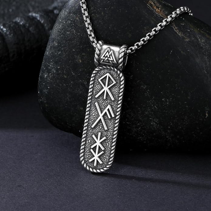 Viking Necklace for Men 925 Sterling Silver Norse Viking Pendant Norse Jewelry for Dad Husband, w/Stainless Steel Chain 22"+2"