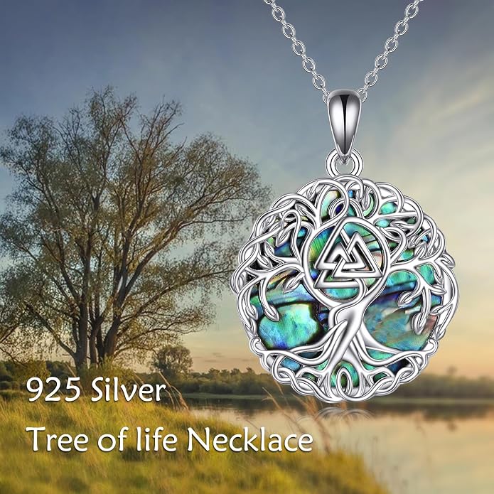 YFN Tree of Life Necklace Sterling Silver Celtic Knot Tree Pendant Jewelry Gifts for Women Men