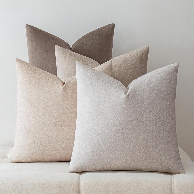 a moment Waterproof Throw Pillow Covers Set of 4,18x18 Inch Outdoor Stain Resistant Pet Friendly Pillowcases Cushion Covers for Patio Sofa and Living Room,Bare Earth