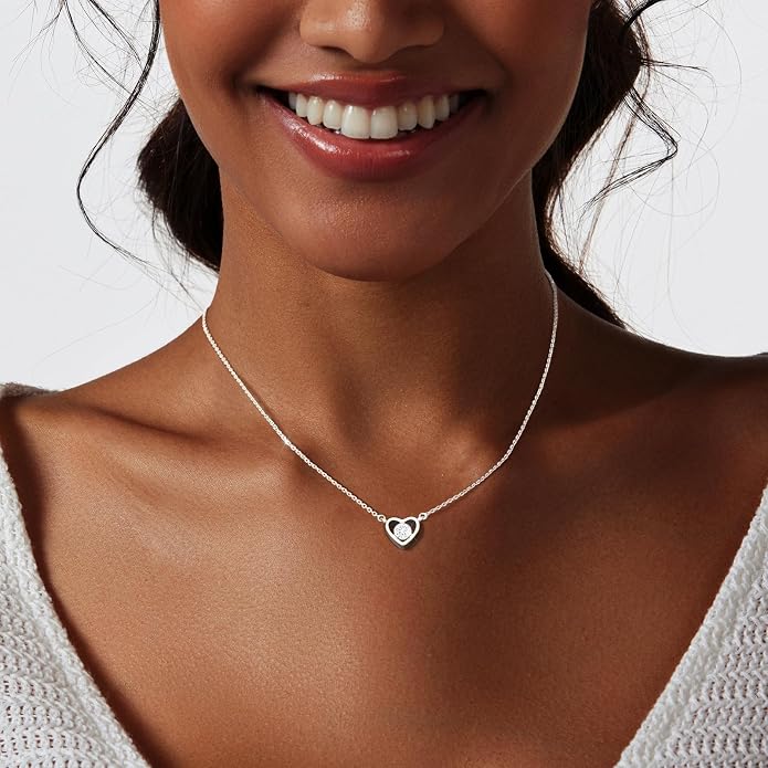 Airmb Heart Necklace for Women Gold/Silver Plated Trendy Heart Choker Lover Pendant Hypoallergenic Fashion Gold/Silver Necklace for Women Love Jewelry Gift for Women Girlfriend