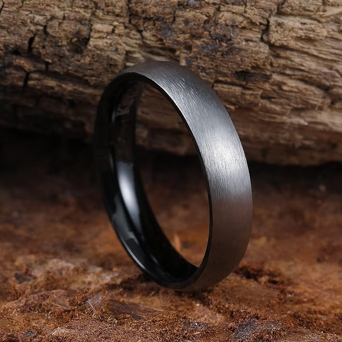 King Will Titanium Wedding Band for Men Women-Sliver/Black/Gold Plated Pure Titanium Wedding Ring, 3-9mm Widths Available Brushed Matte Design Comfort Fit Size 4-16
