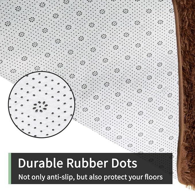 Sour Lemon 8x10 Area Rugs for Bedroom Living Room, Large Fluffy Shag Brown | Shaggy Carpet, Soft Plush Furry Bedside Rugs, Anti Slip, Washable Area Modern Rugs Floor Mat for Kids Girls Boys Living Room