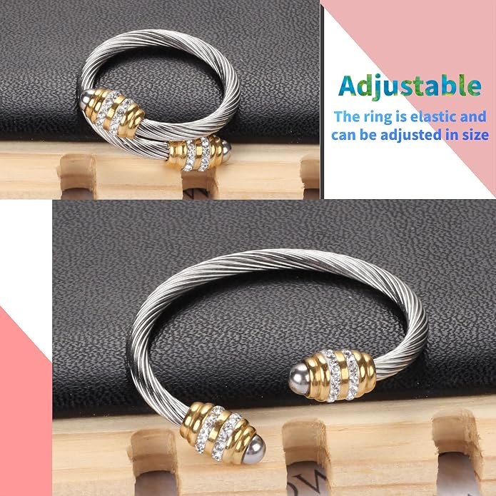 Dorriss Cable Rings Vintage Twisted Open Ring for Women Adjustable Designer Fashion Brand Stainless Steel Jewelry with Gift Box