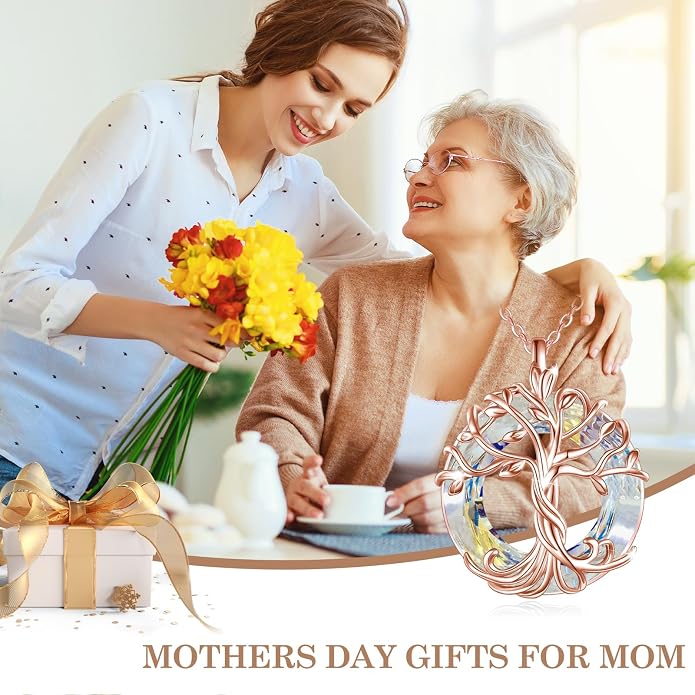 TOUPOP Tree of Life Necklace Gifts for Women 925 Sterling Silver Family Tree Pendant with Crystal Birthday Irish Jewelry Gifts for Women Her Wife Mom