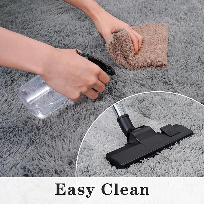 Dssimo 2x3 Small Grey Rug, Upgrade Non Slip Throw Bedside Area Rugs, | Soft Fluffy Shag Non-Slip Carpet for Kids,Girls Boys and Teens Decorations for Living Room Dorm Nursery Classroom