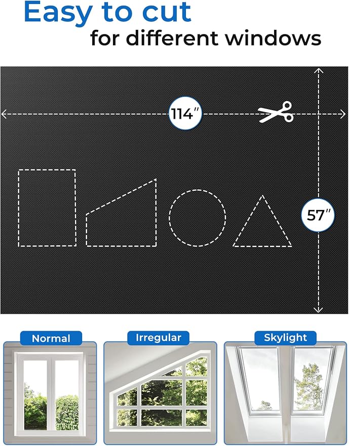 Sumobaby 114"x60" Portable Blackout Curtains, Black out Blinds for Windows with Hook & Loop Tapes,100% Blackout Window Shades, Window Curtains Easy to Cut Fit for Bedroom, TV Room and Baby Room(Black)