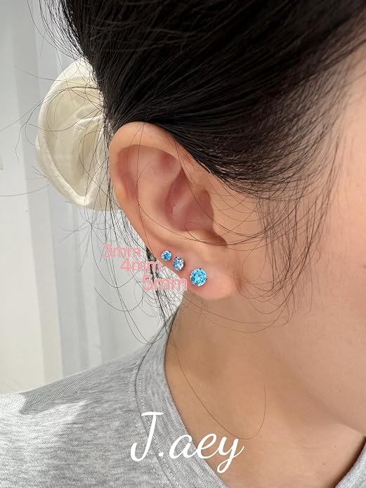 Titanium Earrings for Women Stud Earrings Cubic Zirconia Dainty Screw Flat Back Hypoallergenic Earrings for Women for Multiple Cartilage Helix Conch Tragus Piercing Jewelry for Sensitive Ears