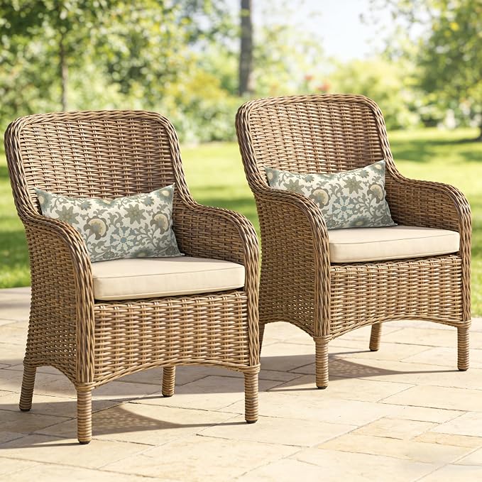 Outdoor Lumbar Pillows 12x20 Inch, Water Repellent Cushion Pillows, Outdoor Pillows with Inserts for Home Garden Pack of 2, Floral Symphony‌