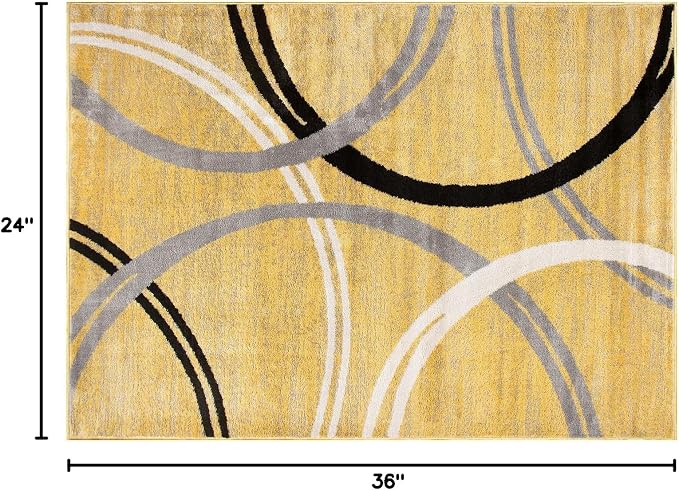 Rugshop Wavy Circles Jute Backing Accent Area Rug Yellow 2' x 3'