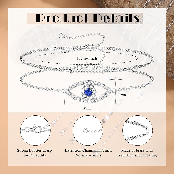 MILACOLATO 925 Sterling Silver Clasp Paperclip Chain Bracelets 14K White Gold Plated Solid Diamond-Cut Paperclip Chain Women Bracelet Adjustable Layered Satellite Beads Bracelets for Women