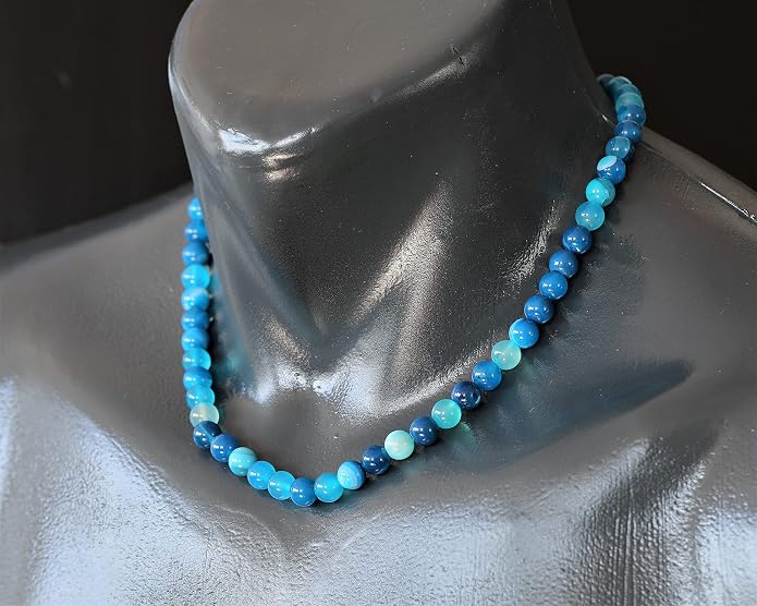Natural Gemstone Beaded Choker Necklace | 8mm Handmade Adjustable Jewelry for Men & Women | Chakra Balancing Crystal Necklace | Spiritual Gift | Macrame Cord with Extender
