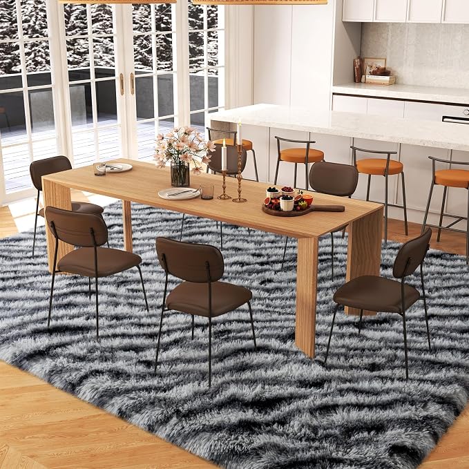 Dssimo Zebra Area Rug for Living Room, 6x9 Fluffy Large Rugs for Bedroom | Shaggy Fuzzy Upgrade Non-Slip Zebra Print Rug for Nursery Kids Room Dorm Room Home Decor, Indoor Plush Floor Carpet