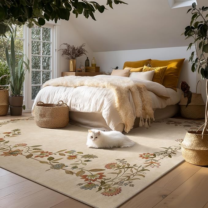 6x9 Area Rugs for Living Room: Washable Bedroom Rug Stain Resistant Non Slip Low Pile Ultra Soft Faux Wool Lightweight Large Rugs for Dining Room Kitchen Farmhouse Entryway Home Office Indoor