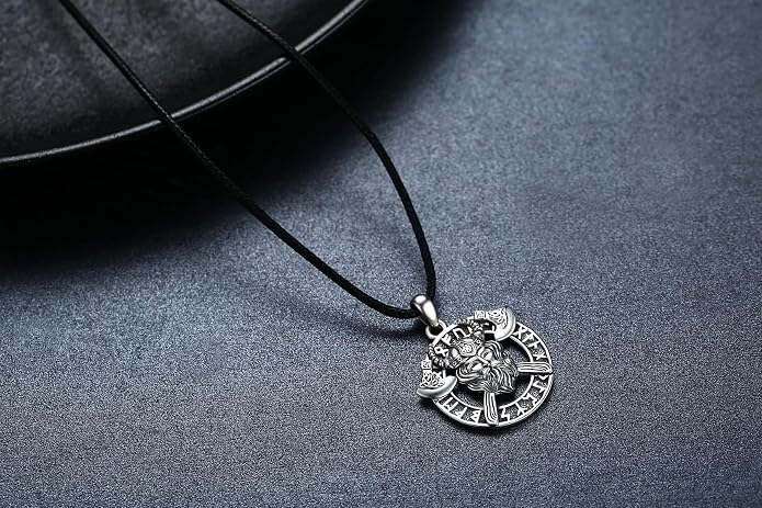 925 Sterling Silver Necklace for Men Viking Rune/Odin God/St Michael/Thors Hammer/Wolf/Celtic Knot/Religious Cross Jewelry Gifts for Men
