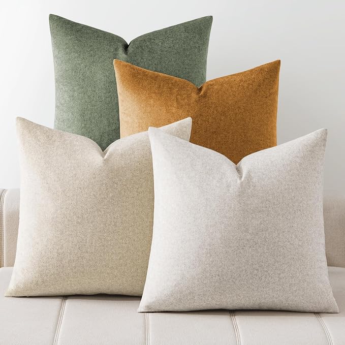 a moment Waterproof Throw Pillow Covers Set of 4,26x26 Inch Outdoor Stain Resistant Pet Friendly Pillowcases Cushion Covers for Patio Sofa and Living Room,Dune Grove