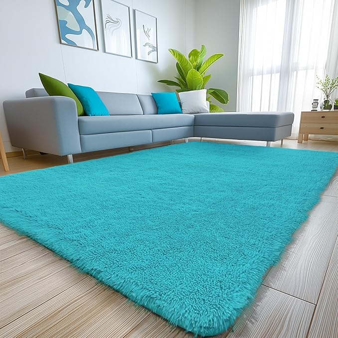 Sour Lemon Area Rugs 9x12 Living Room Bedroom, Large Fluffy Shag Rug | Shaggy Carpet, Soft Plush Furry Bedside Rugs, Anti Slip, Washable Area Modern Rugs Floor Mat for Kids Girls Boys Living Room
