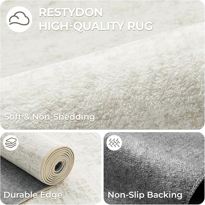 2x8 Runner Rug Non Slip,Washable Hallway Runner Rug,Beige | Neutral Rugs for Kitchen,Entryway,Bedroom,Bathroom,Nursery Room,Thin,Soft Runner Rug,Stain Resistant Indoor Carpet