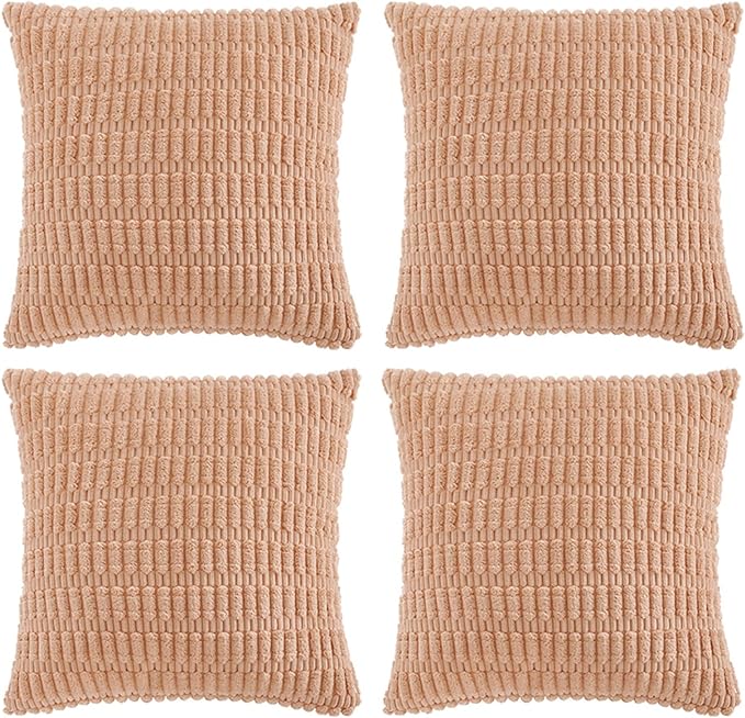 Fancy Homi 4 Packs Decorative Throw Pillow Covers for Living Room Couch Bed, Modern Farmhouse Boho Home Décor Accent Cushion Case, 24" x 24", Peach