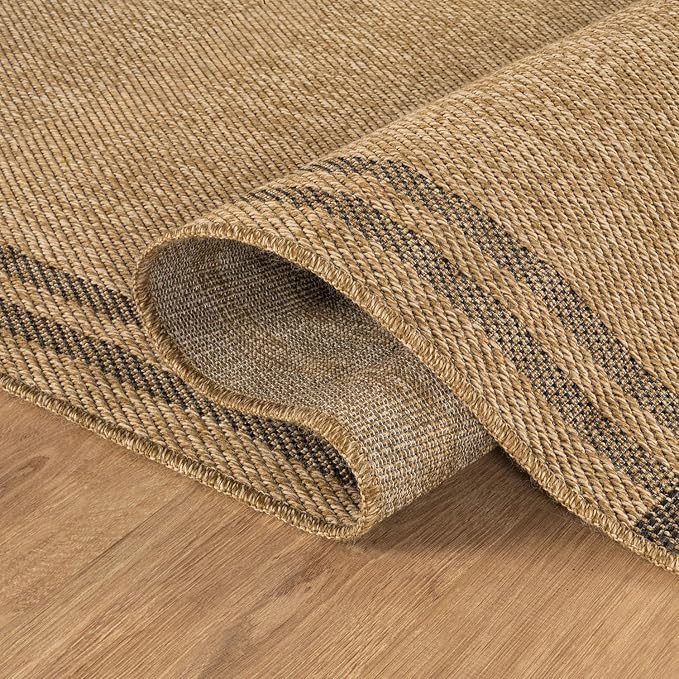 Luul Home Easy Jute Rugs 10x14 Bordered Natural Color Living Room Indoor Outdoor Area Rug for Patio and Kitchen Rug High Traffic Washable Easy to Clean Solid Boho Woven Design Outside Carpet (10 x 14)