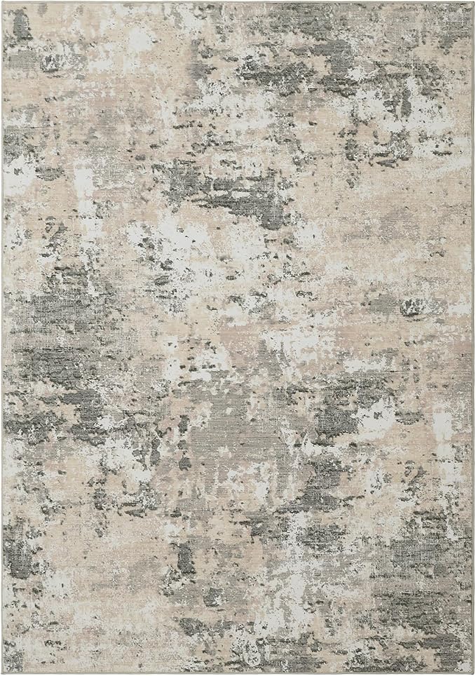 ROYHOME Modern Abstract Area Rug 10x13 Non Slip Non Shedding Rug Low Pile Stain Resistant for Bedroom Living Room,Grey Yellow
