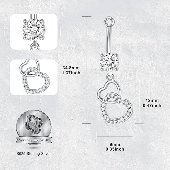 Butterfly Cross Shark Belly Button Ring 925 Sterling Silver Clicker Belly Rings Dangle Navel Ring Hypoallergenic Navel Piercing Belly Piercing Jewelry Gifts for Women