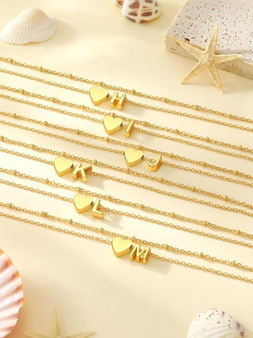 Initial Ankle Bracelets for Women, Dainty Stainless Steel Letter A-Z Layered Anklets, Heart Ankle Bracelet 8.5"-10.5" Adjustable, Summer Beach Jewelry, Come with Box