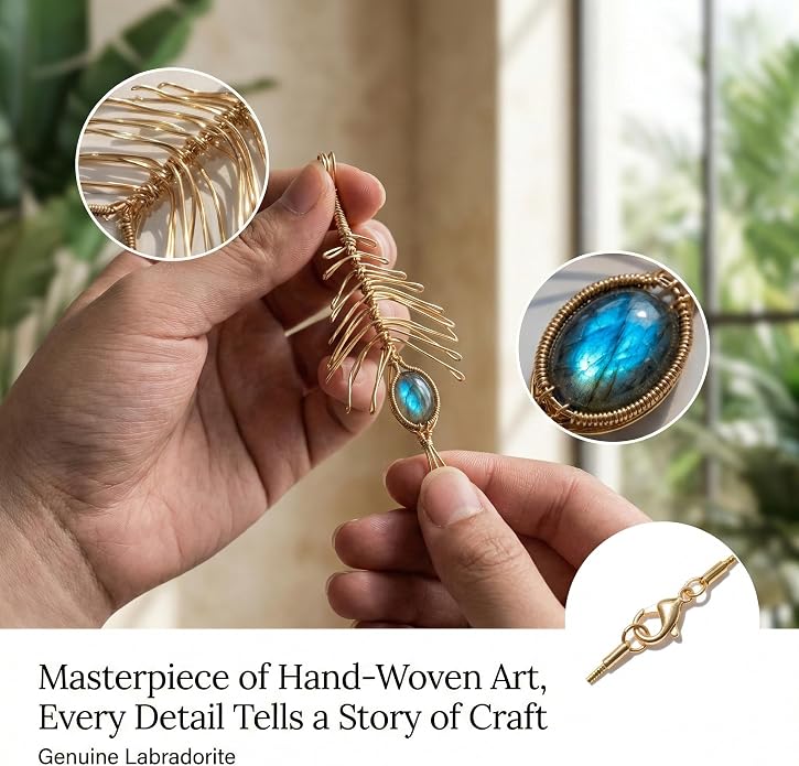 Natural Faceted Labradorite Pendant Necklace – Unique Stone of Magic & Transformation, Iridescent Flash Gemstone Jewelry, Handmade Healing Crystal Gift for Women, Birthday, Anniversary, Spiritual Awakening & Intuition